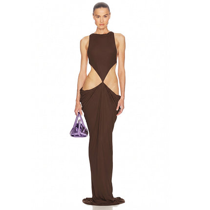 SUPERVALUECHOICE HCSEAC00016 Backless Cutout Draped Maxi Dress