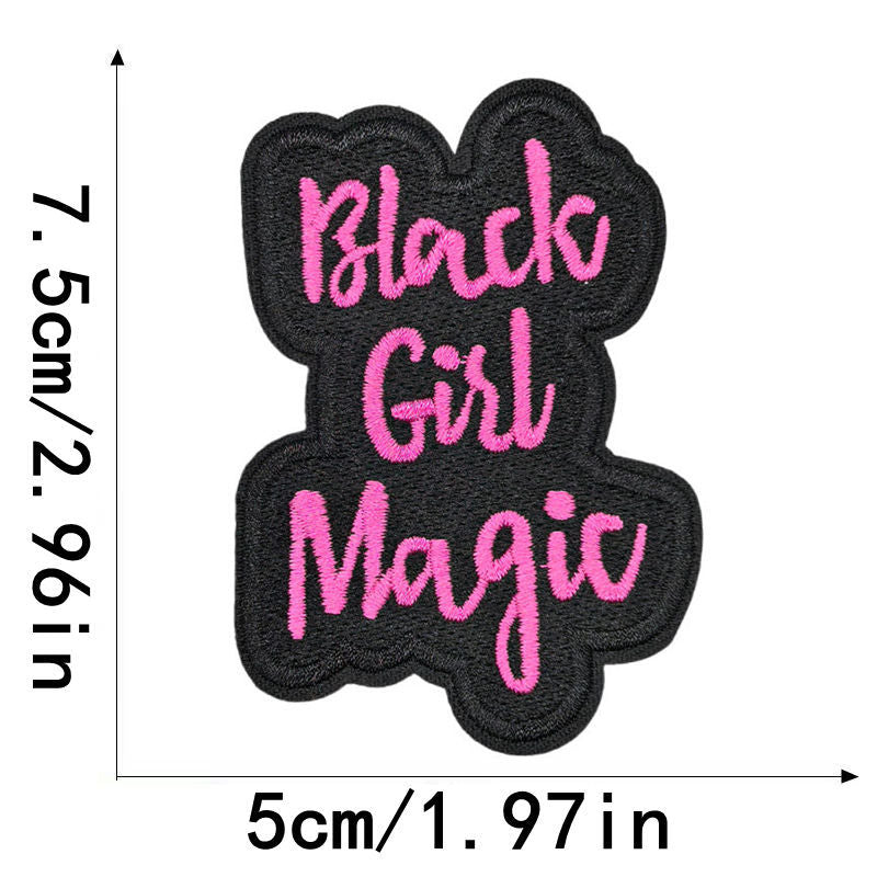 SUPERVALUECHOICE HCSEYSB00021  Pink Black Girl Slogan Embroidered Iron On Patches Apparel Craft Decor Appliques