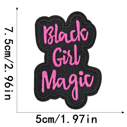 SUPERVALUECHOICE HCSEYSB00021  Pink Black Girl Slogan Embroidered Iron On Patches Apparel Craft Decor Appliques
