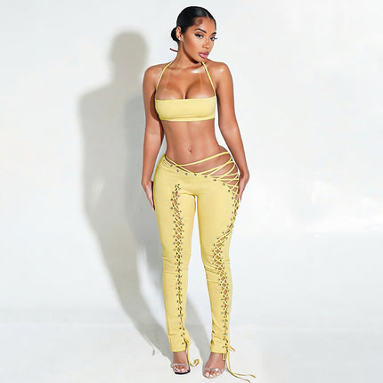 SUPERVALUECHOICE HCSEBB00029 Crop Top & Lace-up Pants Set