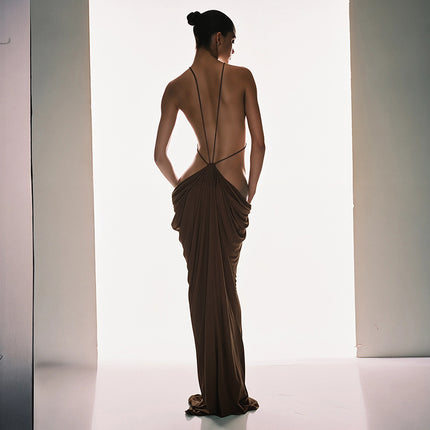 SUPERVALUECHOICE HCSEAC00016 Backless Cutout Draped Maxi Dress