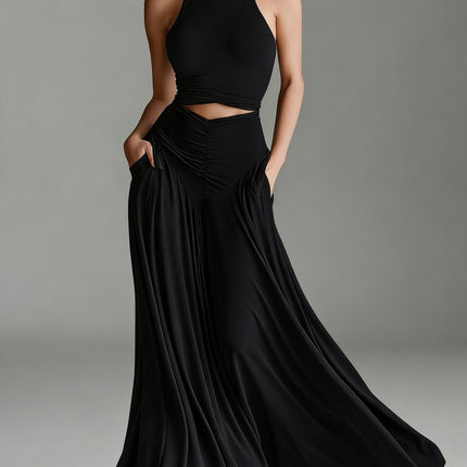 SUPERVALUECHOICE HCSEBA00003 Sleeveless Turtleneck Crop Top & Maxi Skirt Matching Set