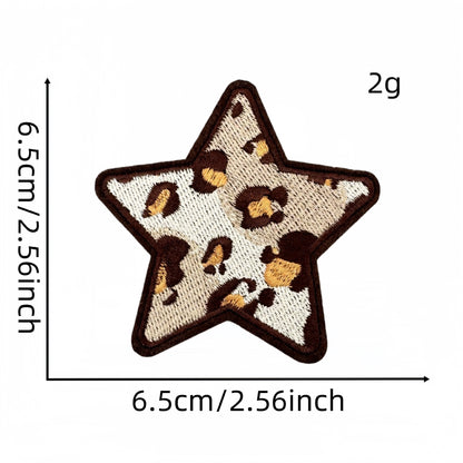 SUPERVALUECHOICE HCSEYSB00005 20 Pack Animal Print Star Heart Iron On Patches Leopard Tiger Giraffe Zebra Cow Pattern Embroidered Appliques for Jacket Hat Backpack DIY Clothing Decor