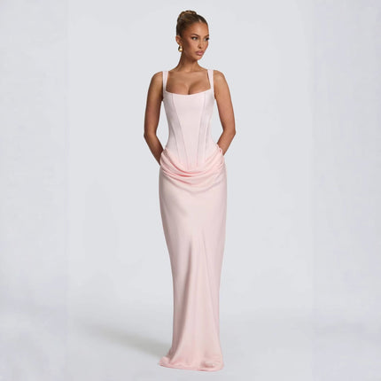 SUPERVALUECHOICE HCSEAA00075 Women’s Sexy Square Neck Ruched Bodycon Dress Sleeveless Slim Fit Mini Dress Solid Color Spring Party Club Dress