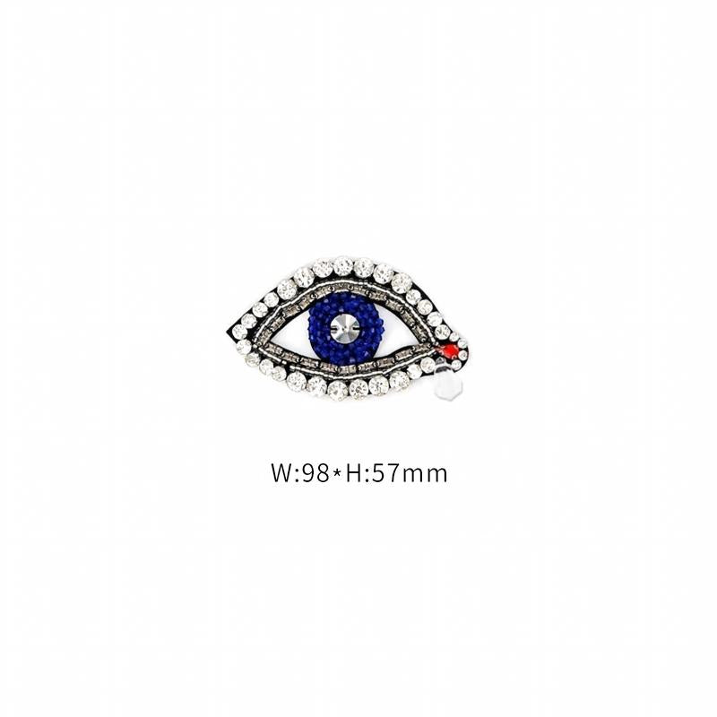 SUPÊR VÃLUE CHOICE  HCSEYD00013 Evil Eye Rhinestone Crystal Applique Blue Beaded Eye Shape Sew On Patch with Teardrop Crystal Tassel for Jacket Bag DIY Craft Decor