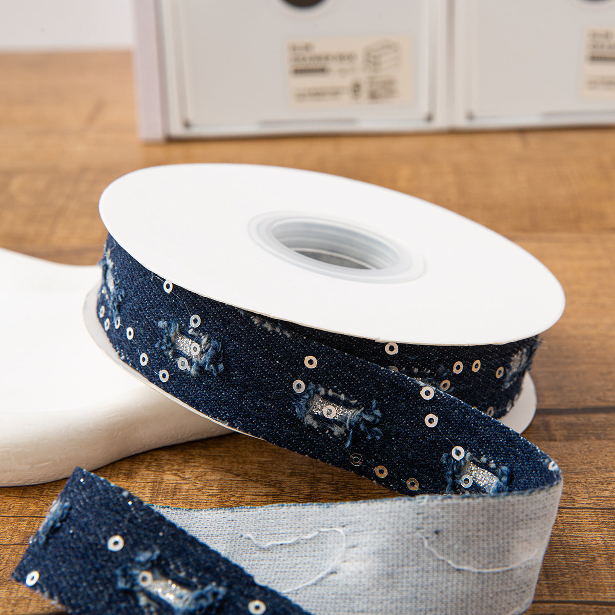 SuperValueChoice HCSEOA011 Denim Thread Decorative Ribbon for Dress Hair Accessory DIY Sewing Craft , width 0.98in width