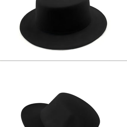 SUPERVALUECHOICE HCSEK00044 Vintage Flat Top Fedora Hat Wide Brim Jazz Style Unisex Cap