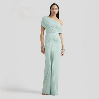 SUPERVALUECHOICE HCSEAA00006 Off-the-Shoulder Ruched Twist-Front Maxi Dress