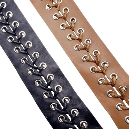 SuperValueChoice HCSEOA00017 Double Sided PU Leather Strap with Eyelets for DIY Clothing Accessories
