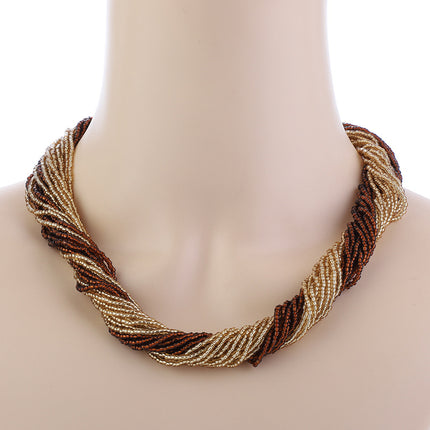 SUPERVALUECHOICE HCSEVA00015 Retro Vintage Layered Beaded Necklace for Women, Chic Statement Choker Jewelry, Elegant Everyday Necklace