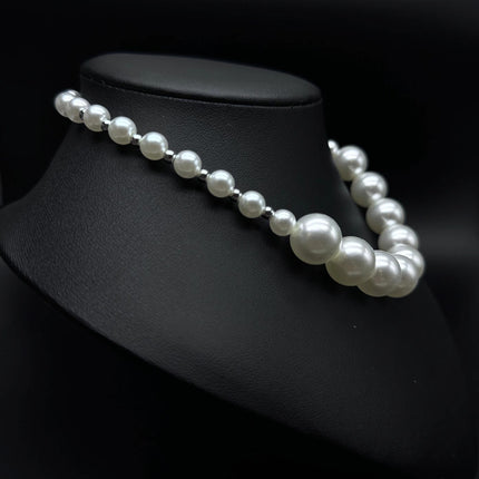 SUPERVALUECHOICE HCSEN00001 Classic White Single Strand Big Pearl Collar Necklace for Women Daily & Party Jewelry