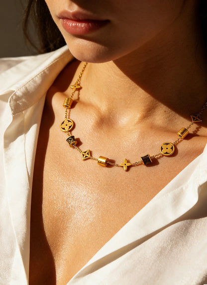 SUPERVALUECHOICE HCSEVA00009 Patterned Leather Four-Leaf Clover Necklace