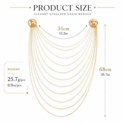 SUPERVALUECHOICE HCSESA00103 INS Fashion Elegant Multi-Layer Tassel Chain Design Brooch Decoration For Dress/Suit, Exaggerated Chain Bag Pendant