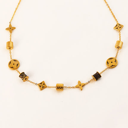 SUPERVALUECHOICE HCSEVA00009 Patterned Leather Four-Leaf Clover Necklace