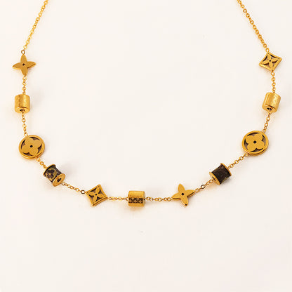 SUPERVALUECHOICE HCSEVA00009 Patterned Leather Four-Leaf Clover Necklace
