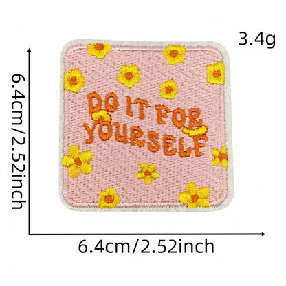 SUPERVALUECHOICE HCSEYSB000019 20Pcs Positive Quote Embroidered Iron On Patches Inspirational Slogan Clothing Decor Appliques