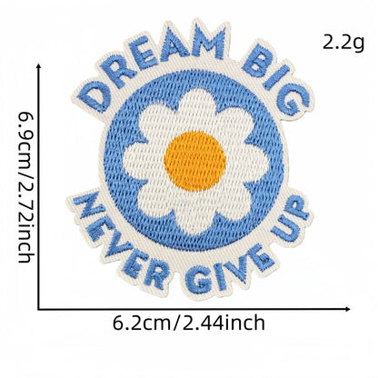 SUPERVALUECHOICE HCSEYSB00030 15Pcs Blue Positive Quote Embroidered Iron On Patches Inspirational Clothing DIY Decor Appliques