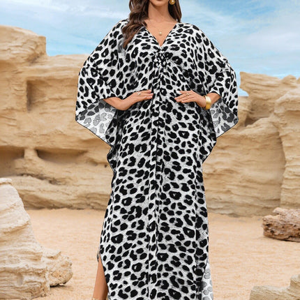 SUPERVALUECHOICE HCSEAD00007 Oversized Kaftan Maxi Dress, V‑Neck Batwing Sleeve Loose Long Caftan, Bohemian Beach Cover‑Up for Women, Plus Size Friendly