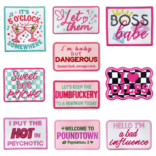 SUPERVALUECHOICE HCSEYB00025 Pink English Letter Embroidered Fabric Patch