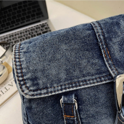 SuperValueChoice HCSEFA00058 Denim Underarm Bag Solid Color Square Shoulder Bags with Top Handle Shoulder Handbags for Women Travel Shopping Daily Use