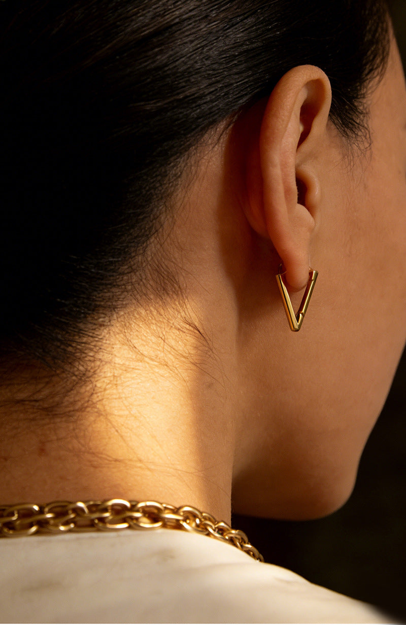 SUPERVALUECHOICE HCSETA00027 Diamond-studded triangle earrings
