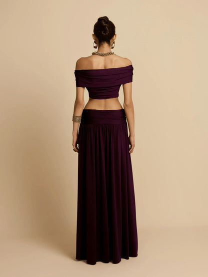 SUPERVALUECHOICE HCSEBA00002 Two-Piece Off-Shoulder Crop Top & Maxi Skirt Set