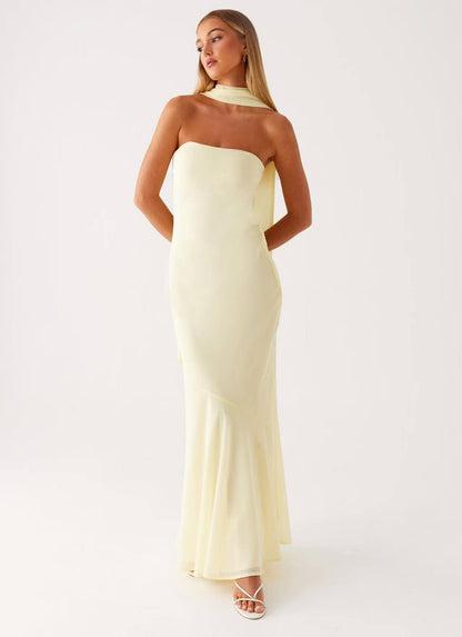 SUPERVALUECHOICE HCSEAB00005 Floral Chiffon Strapless Maxi Dress