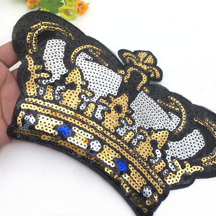 SUPERVALUECHOICE HCSEYC00029 Crown Sequin Embroidered Clothing Patch 6.3''×9.45''