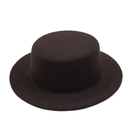 SUPERVALUECHOICE HCSEK00044 Vintage Flat Top Fedora Hat Wide Brim Jazz Style Unisex Cap