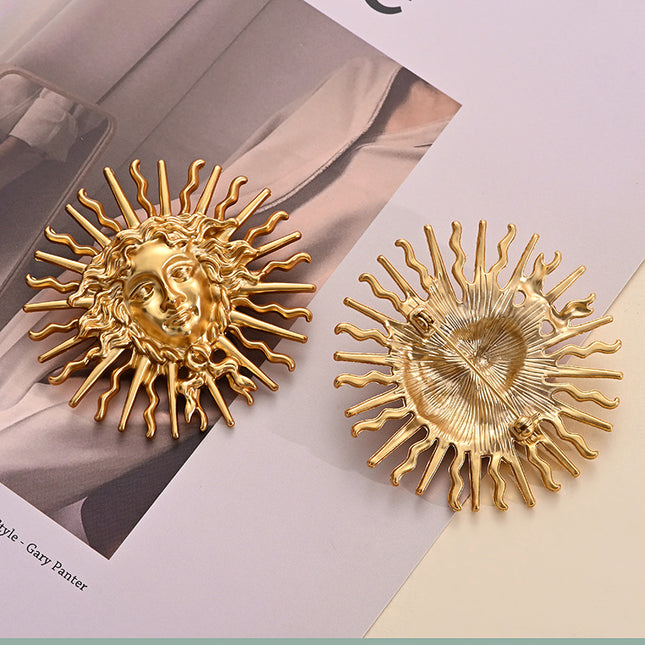 SUPERVALUECHOICE HCSESA00116 Metal Sun Goddess Brooch 1.97in×1.97in