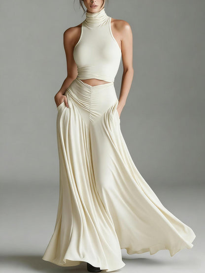 SUPERVALUECHOICE HCSEBA00003 Sleeveless Turtleneck Crop Top & Maxi Skirt Matching Set