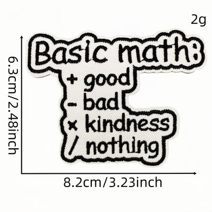 SUPERVALUECHOICE HCSEYSB00031 20Pcs Funny Math Meme Slogan Embroidered Iron On Patches Casual Garment DIY Decor Appliques