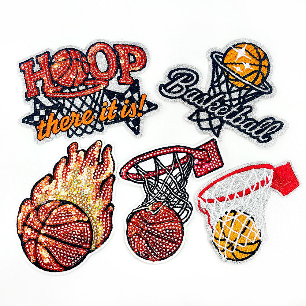 SUPERVALUECHOICE HCSEYC00004 Basketball sequin embroidered fabric patch
