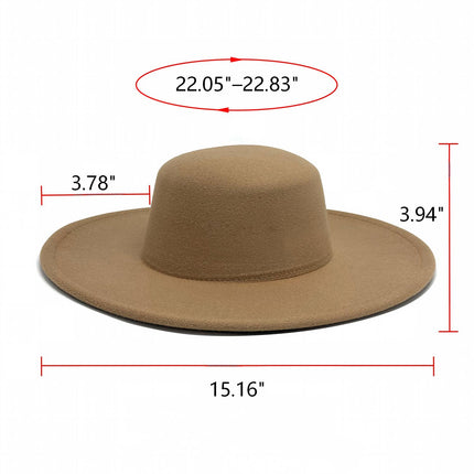SUPERVALUECHOICE HCSEK00042 Vintage Wide Brim Flat Top Fedora Wool Felt Hat for Women & Men
