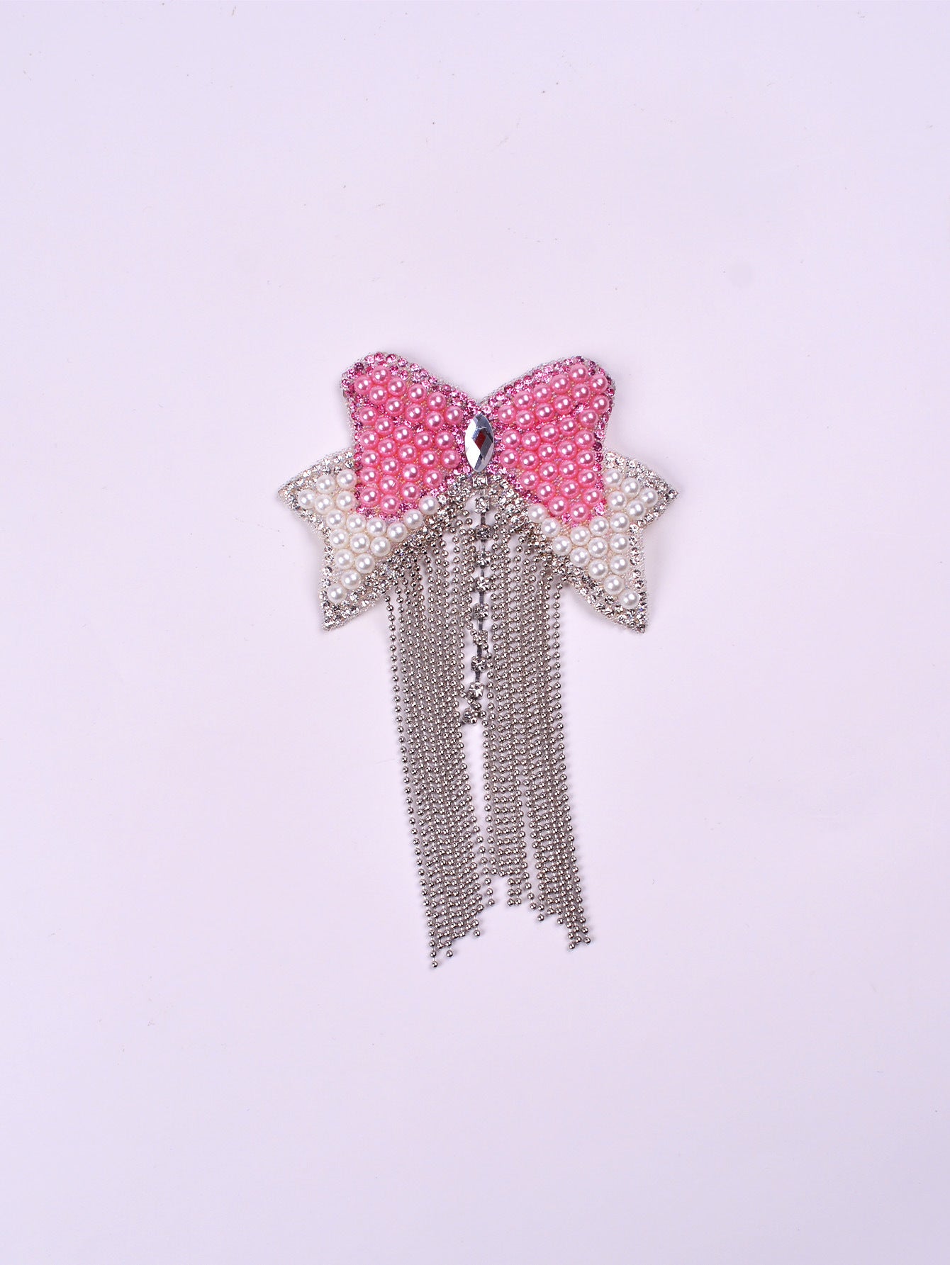 SUPERVALUECHOICE HCSEYD00019 4Pcs Pearl Bow Rhinestone Tassel Patches Sparkly Garment DIY Embellishment Appliques