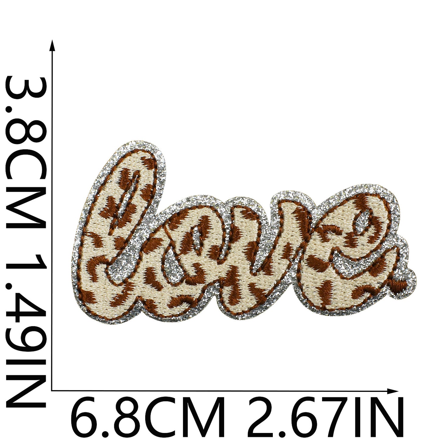 SUPERVALUECHOICE HCSEYSB00008 21 Pack Silver Glitter Trim Leopard Print Iron On Patches Mixed Cute Western Design Embroidered Appliques for Jacket Hat Backpack Clothing DIY Decor