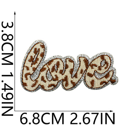 SUPERVALUECHOICE HCSEYSB00008 21 Pack Silver Glitter Trim Leopard Print Iron On Patches Mixed Cute Western Design Embroidered Appliques for Jacket Hat Backpack Clothing DIY Decor