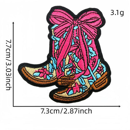 SUPERVALUECHOICE HCSEYSB000032 18Pcs Western Cowgirl Slogan Embroidered Iron On Patches Country Style Clothing DIY Appliques