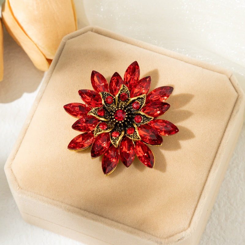 SUPÊR VÃLUE CHOICE  HCSEY00004  Necklace “Rhinestone Flower ” pattern pins