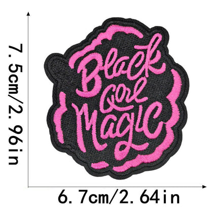 SUPERVALUECHOICE HCSEYSB00021  Pink Black Girl Slogan Embroidered Iron On Patches Apparel Craft Decor Appliques
