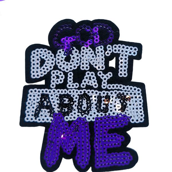 SUPERVALUECHOICE HCSEYC00022 Small Size God Don't Play Bout Me Sequin Iron On Patch Clothing DIY Decor Applique 2.95''×3.39''