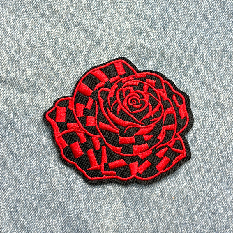 SUPERVALUECHOICE HCSEYSB00109 6Pcs Checkered Rose Embroidered Iron On Patches Multicolor Floral Clothing DIY Appliques