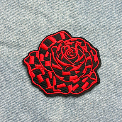 SUPERVALUECHOICE HCSEYSB00109 6Pcs Checkered Rose Embroidered Iron On Patches Multicolor Floral Clothing DIY Appliques