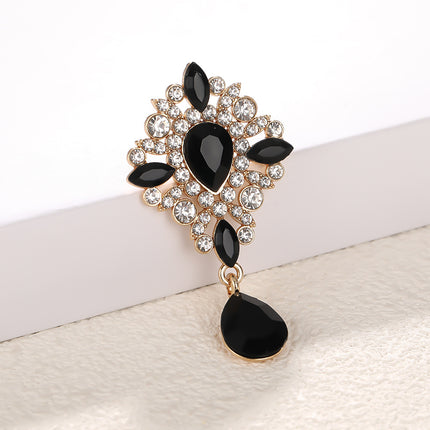 SUPERVALUECHOICE HCSESC00003 DIY Crafts Rhinestone Alloy Brooch Accessories Silver Flat Back 1.37*2.63inch Crystal Brooch Sparkling Crystal