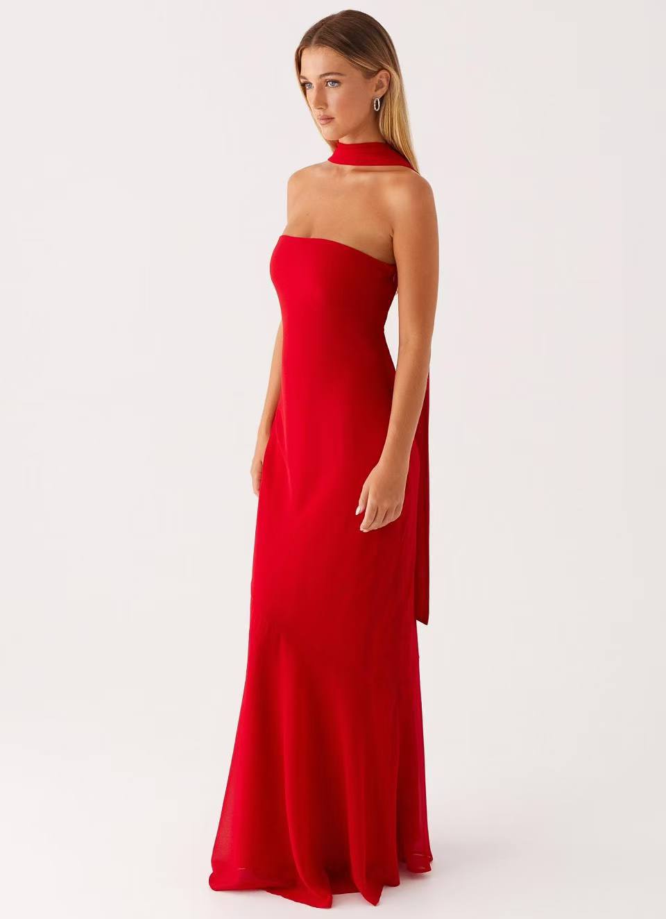 SUPERVALUECHOICE HCSEAB00005 Floral Chiffon Strapless Maxi Dress