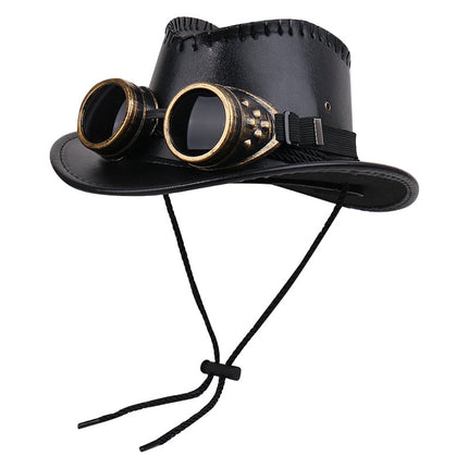 SUPERVALUECHOICE HCSEK00056 Leather Western Cowboy Hat with Removable Goggles