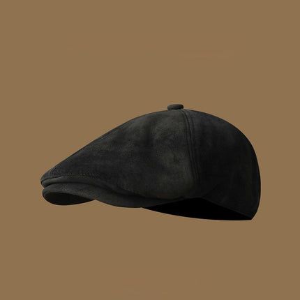 SUPERVALUECHOICE HCSEK00035 Vintage Suede Newsboy Cap Unisex Retro Fall Winter Beret Hat