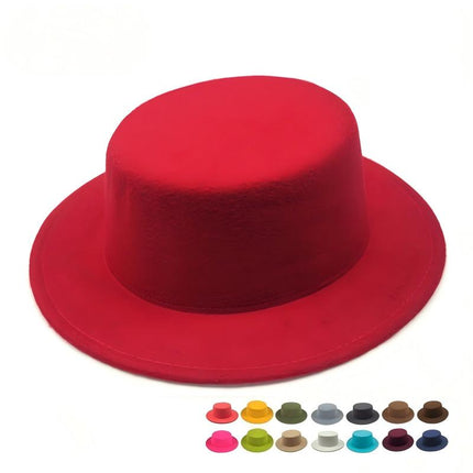 SUPERVALUECHOICE HCSEK00044 Vintage Flat Top Fedora Hat Wide Brim Jazz Style Unisex Cap
