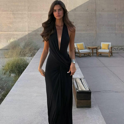 SUPERVALUECHOICE HCSEAA00070 Deep Neck Maxi Dress