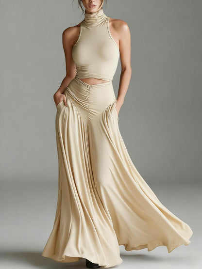 SUPERVALUECHOICE HCSEBA00003 Sleeveless Turtleneck Crop Top & Maxi Skirt Matching Set